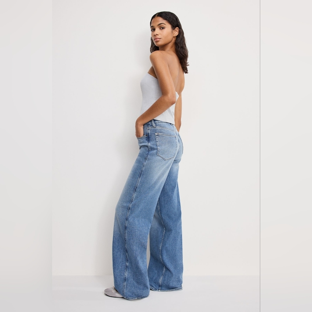 NWT Good American Good Skate Wide Jeans Size 10/30 in Indigo1142